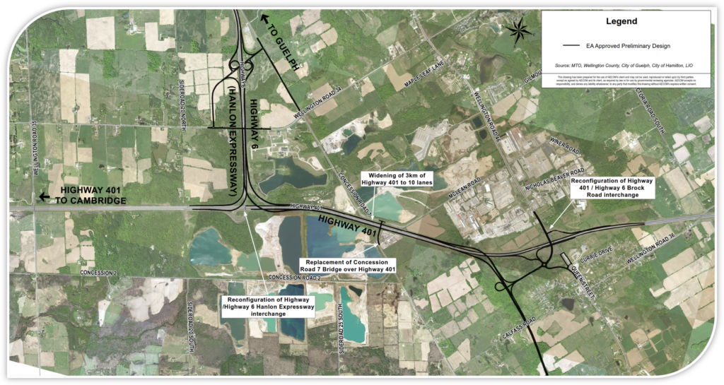 3 The Approved Plan Along Highway 401 Highways 6 401 Improvements   Approved Plan Map Page 4 1024x545 