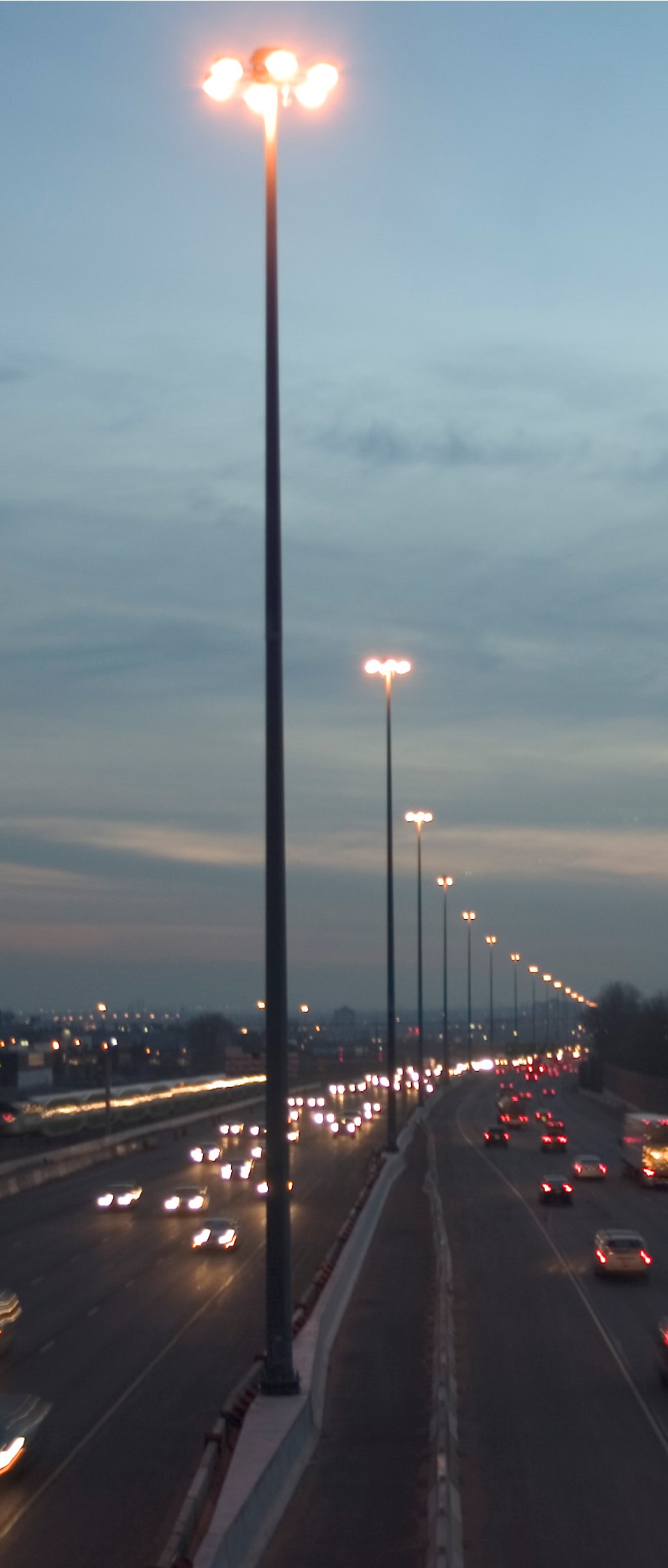A photo that shows an example of illumination along the freeway during the night.