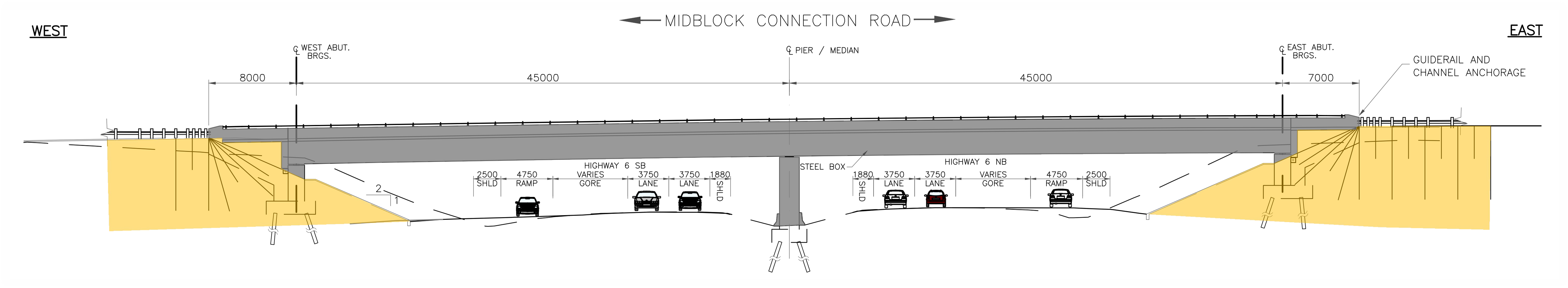 General arrangement engineering design drawing of the Midblock Connection Road Underpass