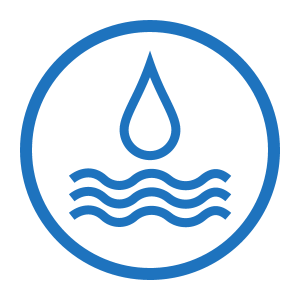 A blue circular shape with a blurred, indistinct object in the center.